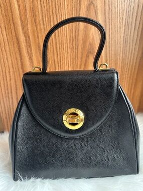 Givenchy Black Leather Top-Handle Satchel with Gold Hardware- authentic